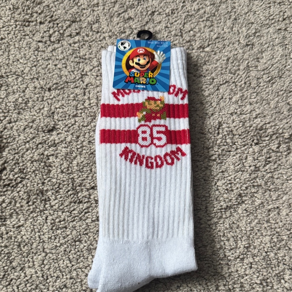 Super Mario White and Red Socks